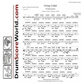 Evanescence - Going Under | Drum Sheet + Play-Along Track